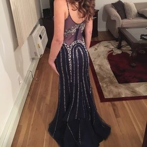 Navy Sequins JOVANI Gown